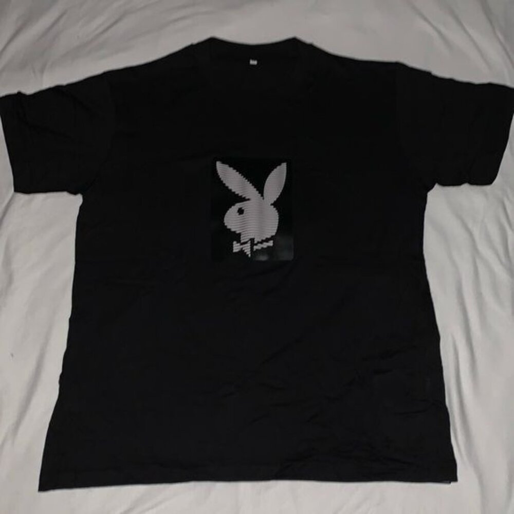 Playboy Womens Bunny EL Flashing Sound Activated LED Light Up T-Shirt Size XS
